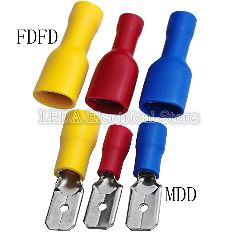 100 шт. FDFD FDD MDD 1 25-250 2 5-250 гнездовой изолированный Электрический обжимной клеммный