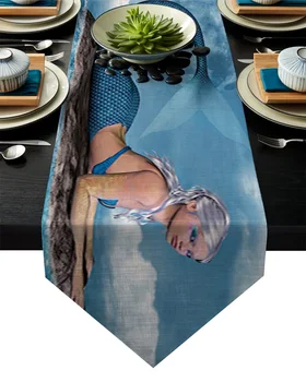 

Beautiful Mermaid Table Runner Table Flag Home Party Decorative Tablecloth Table Runners for Wedding
