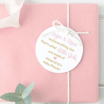 

Customize any text Sugar and spice baby shower favor tags, personalize printing baptism birthday Christening thank you gift tags