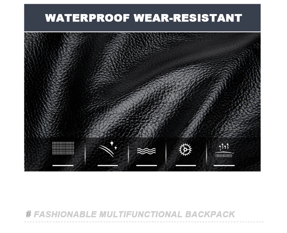 PU Leather Backpack Men Laptop Travel Male Bag USB Charging Waterproof Fashion School Bagpack Large Capacity Notebook Unisex Man (4)