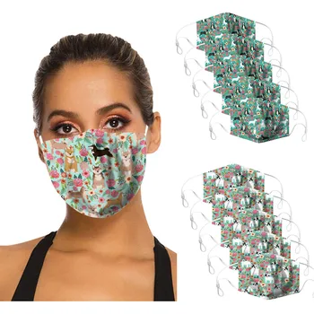 

Adult Women Cartoon Safet Protect Washable Cotton Face Mask Mouth Cover 5PC mask for face fashion reusable