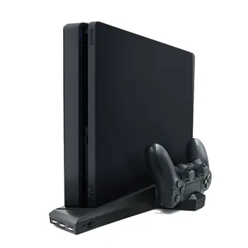 

For PS4/PS4 Slim/PS4 Pro Vertical Stand with Cooling Fan Dual Controller Charger Charging Station For SONY Playstation 4 Cooler