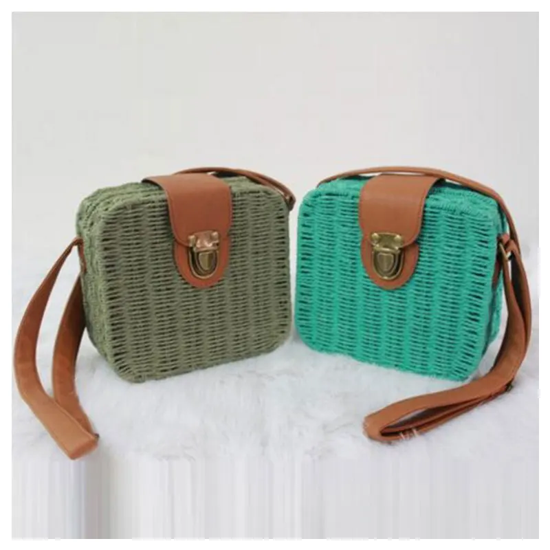 

11 Colors Summer New Candy Color Rattan Woven Crossbody Bag Women's Solid Color Casual Shoulder Messenger Bag Women Handbags