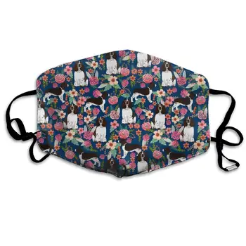 

YongColer Unisex Breathable English Springer Spaniel and Retro Floral Mouth Mask - Adjustable Earloop Anti Dust Pollution Face