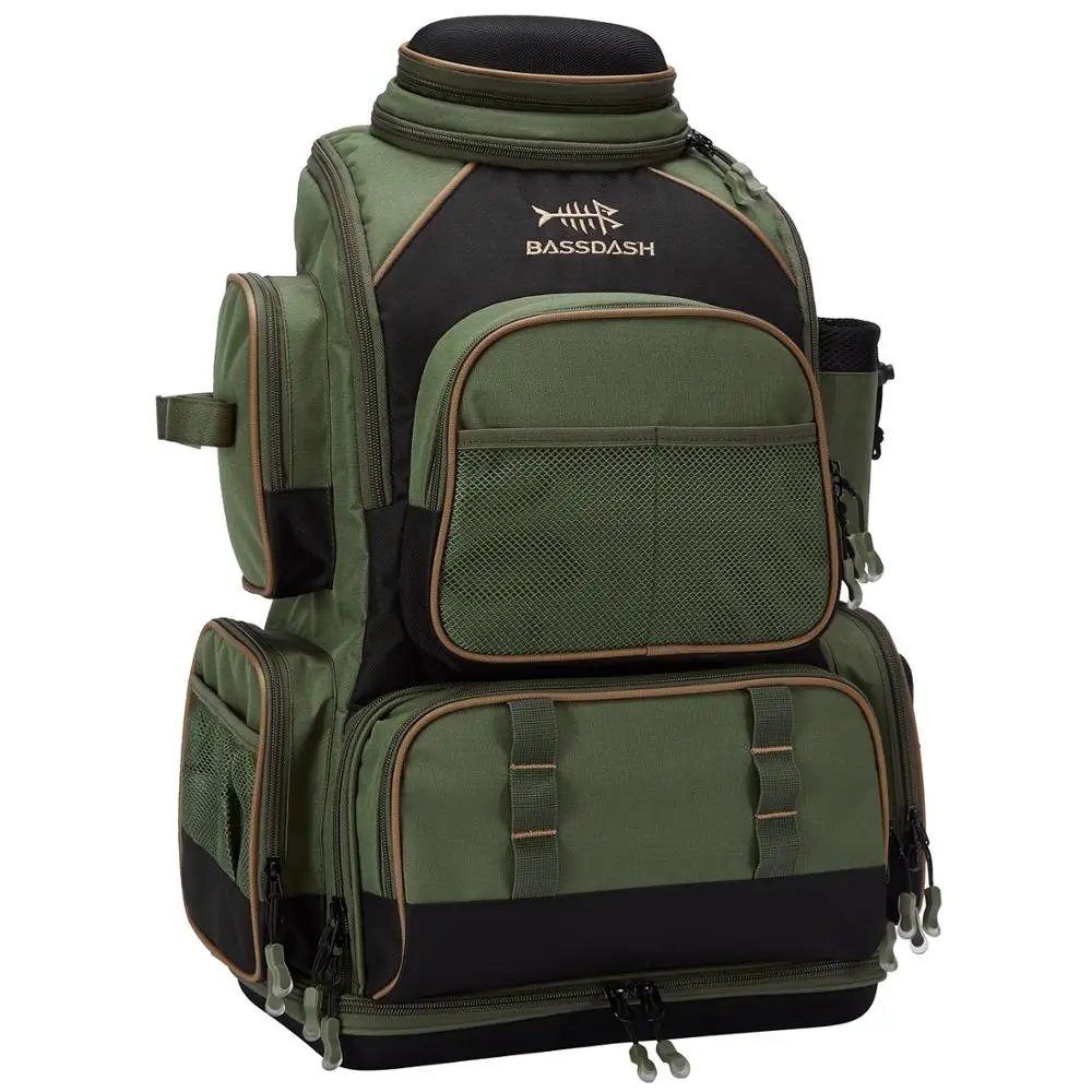 Sac à dos pêche tactique Bassdash léger - Boîte à matériel souple avec protection pluie intégrée