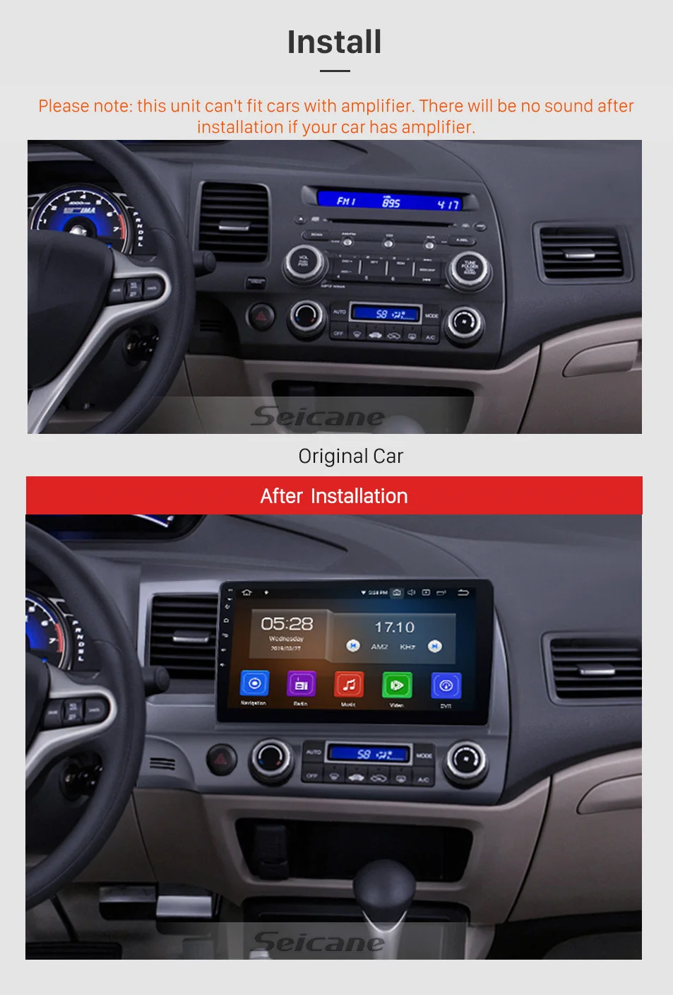 Flash Deal Seicane 10.1" Android 9.0 Car Radio GPS Navigation HeadUnit Player for HONDA CIVIC 2006-2011 left driving with SWC  WIFI 1