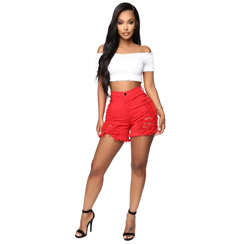 Echoine Summer woman trendy Hollow Out Ripped denim shorts fashion sexy high waist jeans shorts street hipster shorts clothes booty shorts for women Shorts