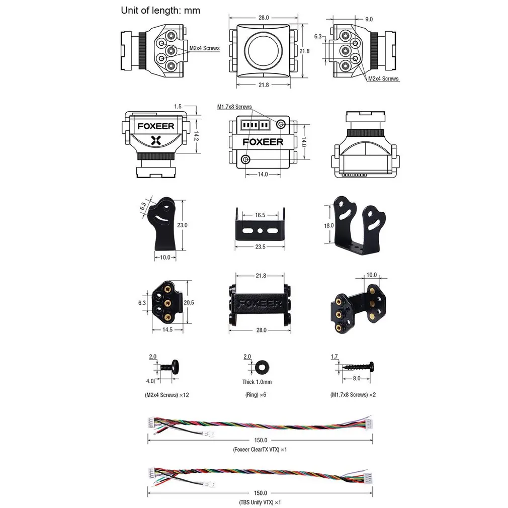 Мини FPV камера Foxeer Falkor 1200TVL 16:9/4:3 1 8/2 5 мм PAL/NTSC переключаемая CMOS 1/3 поддержка ~ 40 В для