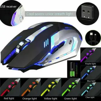 

BEESCLOVER X7 Wireless Mouse Rechargeable Mute Light Gaming Optical Mouse for Computer Laptop