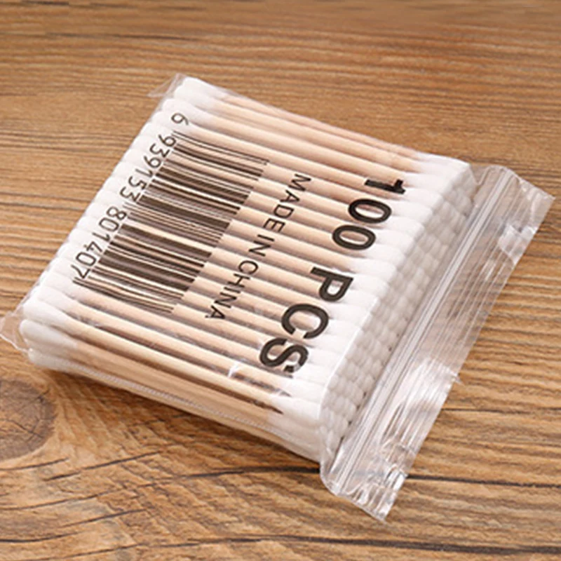 White-100pcs 100/200 шт./кор. бамбуковое детское ватный тампон деревянные палочки Мягкий хлопок бутоны для чистки ушей тампоны Cotonete Pampons здоровья Красота - Цвет: White-100pcs