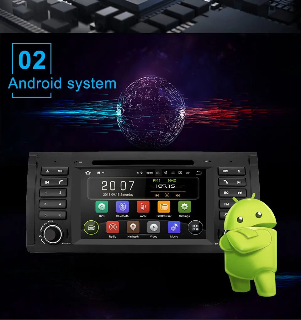Top Car DVD Touch Screen Car Radio 1Din Bluetooth Car Multimedia Player Stereo For BMW 5 Series X5 E53 E39 M5 2002-2007 Wifi Radio 2