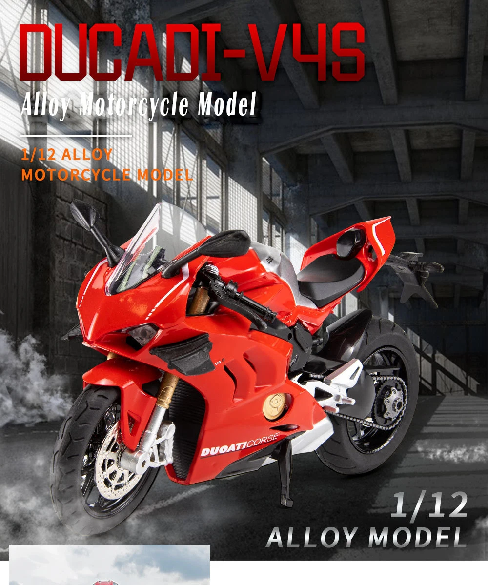 Ducati V4S Motorcycle Model Iocomotive Toy With Light Simulation Children'S Diecast Toy Car Christmas Gift Car Decoration