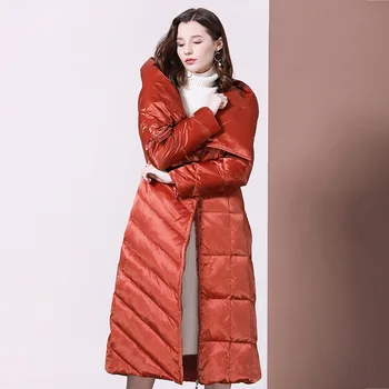 

Down Jackets Woman 2020 New Winter Warm Hooded Thicken White Duck Down Jacket Coat Maxi Long Parka Luxury Brand Outerwear Female