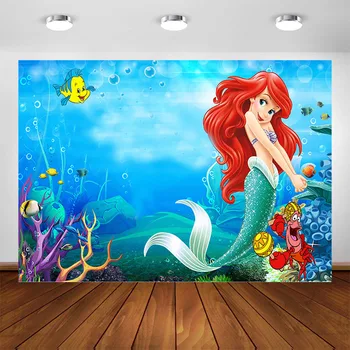 

Under the Sea Ariel Princess Birthday Photography Backdrops Little Mermaid Seabed Corals Decorations Photo Studio Background