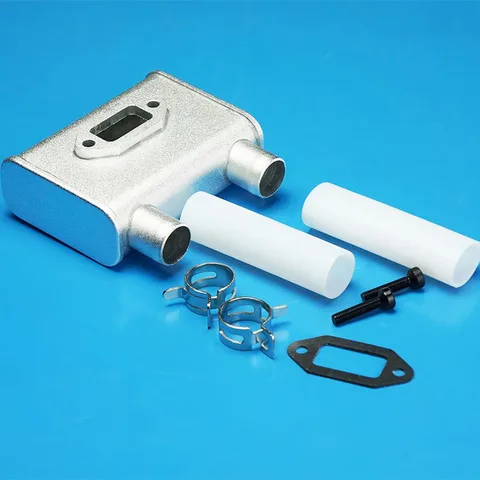 1Set DLE 55RA Gas Engine Dual Hole Exhaust Pipe Kit Original Vent pipeScrewsGasketTube Clamp Spare Parts for RC Fixed Wing title=