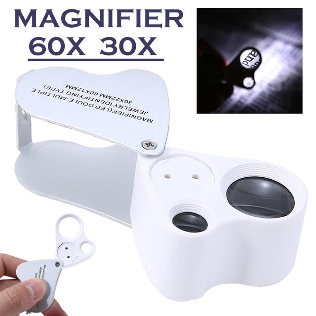 30x 60x Illuminated Jewelers Eye Loupe Magnifier With LED Light Folding Jewelers  Magnifying Glass For Diamond Gems Coins Stamps - AliExpress