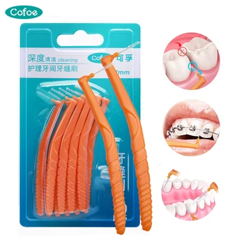

Cofoe 10pcs L Shape Push-Pull Interdental Brush Teeth CareTeeth Whitening Dental Tooth Brush Oral Care Cleaning Dental Brushes