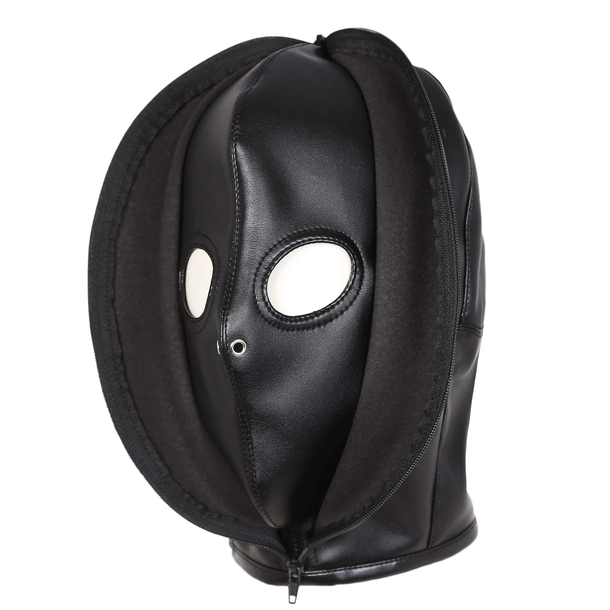 eye hole PU leather Head harness Cosplay Halloween hood mask headgear restraint 