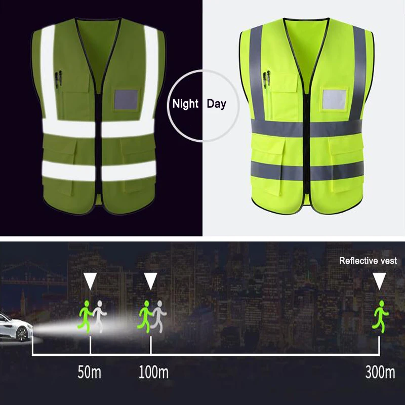 

Reflective Vest with Reflective Polyester Fabric safety clothing Free shipping