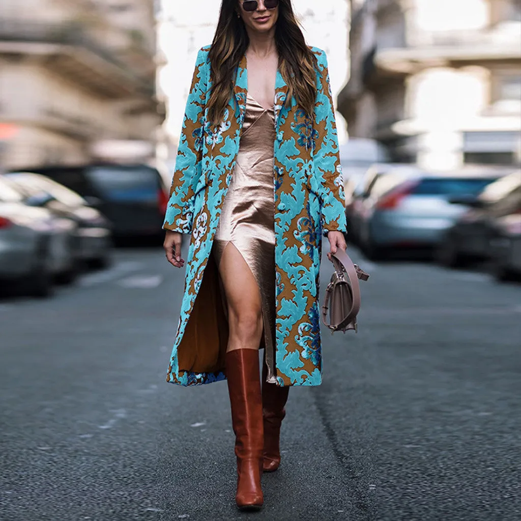 KANCOOLD пальто женское с принтом на пуговицах с карманами теплое шерстяное с длинным рукавом длинное пальто Модное новое пальто и куртки для женщин 2019Oct24