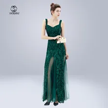 Skyyue вечернее платье с v-образным вырезом сплит-платье с блестками De Soiree с открытой спиной на молнии женские вечерние платья без рукавов Формальные платья C269