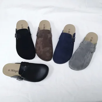 

2020 Summer Men's Closed Toe Slippers New Suede Leather Clogs Sandals For Men Women Garden Clog Slides Unisex Big Size 35-46