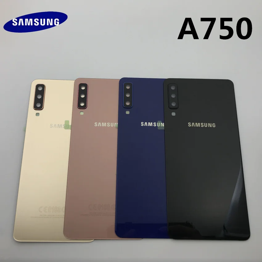 Для samsung Galaxy A7 Задняя крышка батареи A750 чехол A750F SM-A750 задняя дверь корпус стеклянная панель запасные части