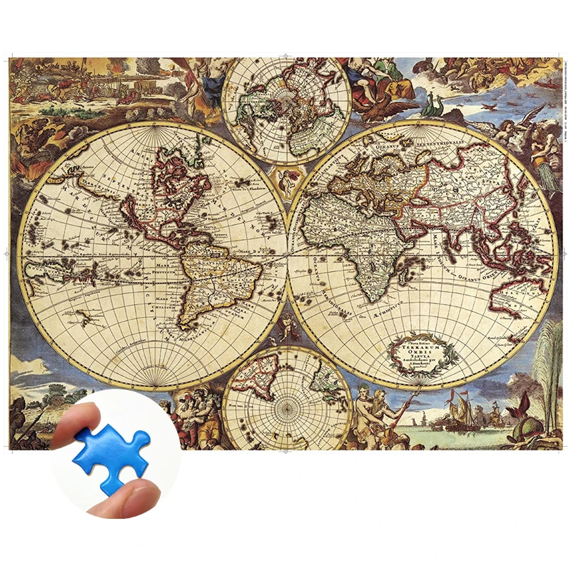 

Cardboard Jigsaw Puzzle 1000 Pieces Decompression Educational Toys for Adults/Kids Parent-Child Games-Antique Map
