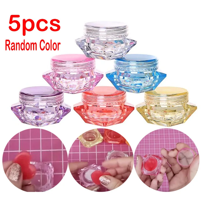 

5pcs Diamond Empty Containers Plastic Clear Pot Jars to Hold Diamond Painting Accessories Wax, Nails, Powder, Jewelry