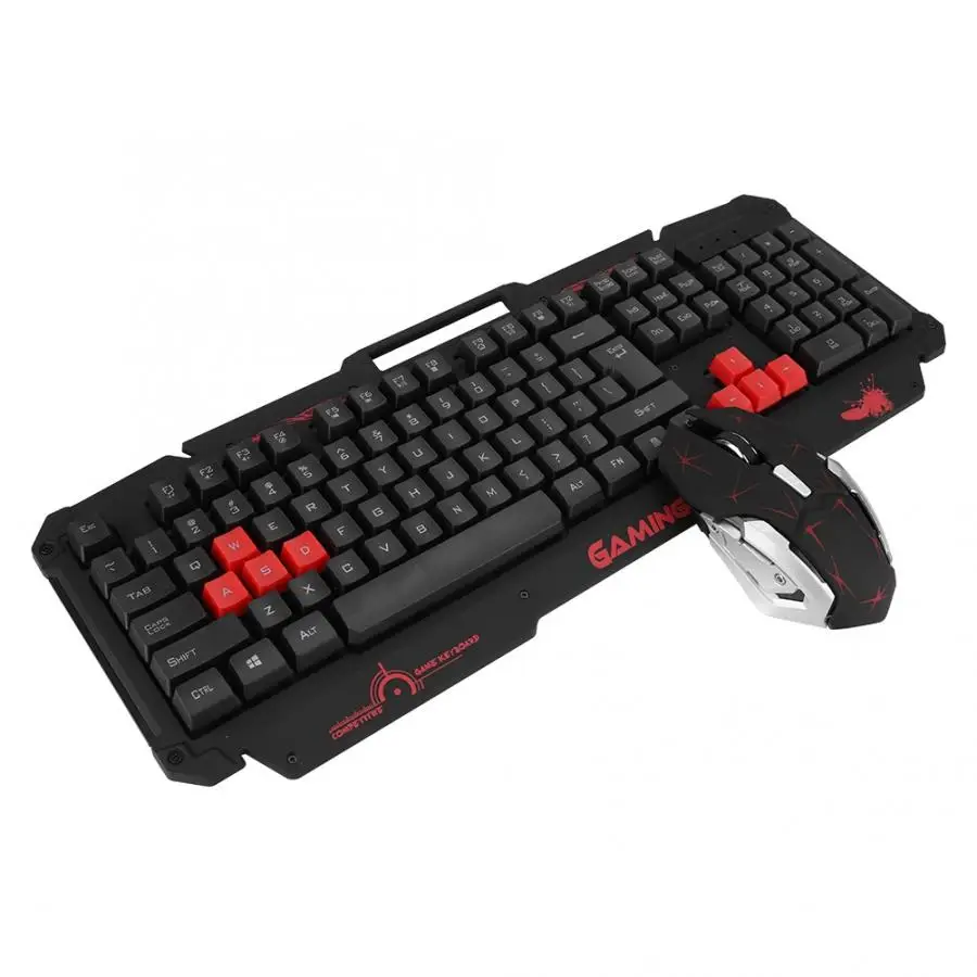 2020 HK1868 10M Wireless Transmission 2.4G 104Keys Gaming Keyboard Mouse Set 2400dpi 21-key Unpunched 6D Mouse for PC Laptop