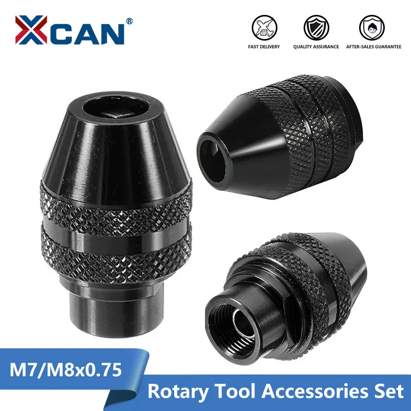 XCAN Drill Chuck M7 M8 0.3-3.2mm Keyless Impact Driver Adaptor Electric Micro Motor Clamp Mini Chuck Fixture Drill Bits Adapter drill chuck adapter