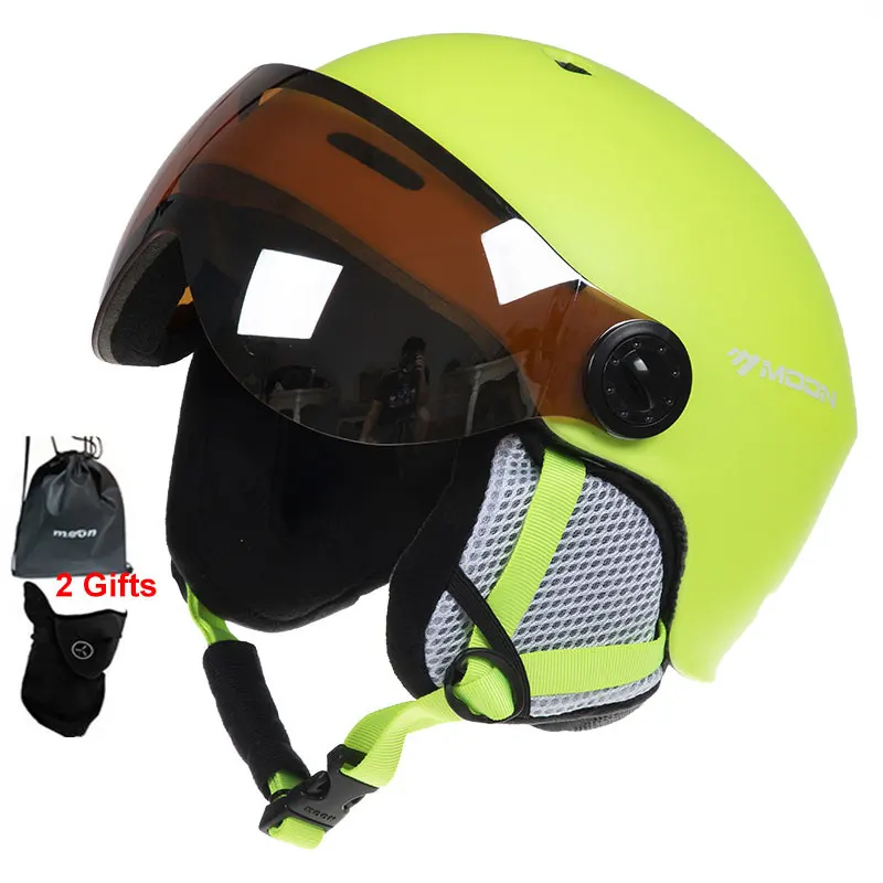 MOON лыжный шлем очки цельно-формованные PC+ EPS высокое качество лыжный шлем Спорт на открытом воздухе Лыжный Сноуборд шлемы для скейтборда - Цвет: Green