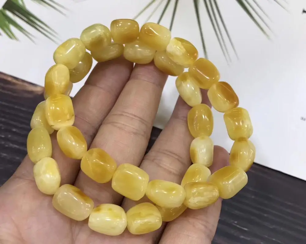 

Certificate Natural Yellow Amber Women Men Healing Bracelet 10.3mm Stretch Crystal Oval Beads Fashion Reiki Jewelry AAAAA