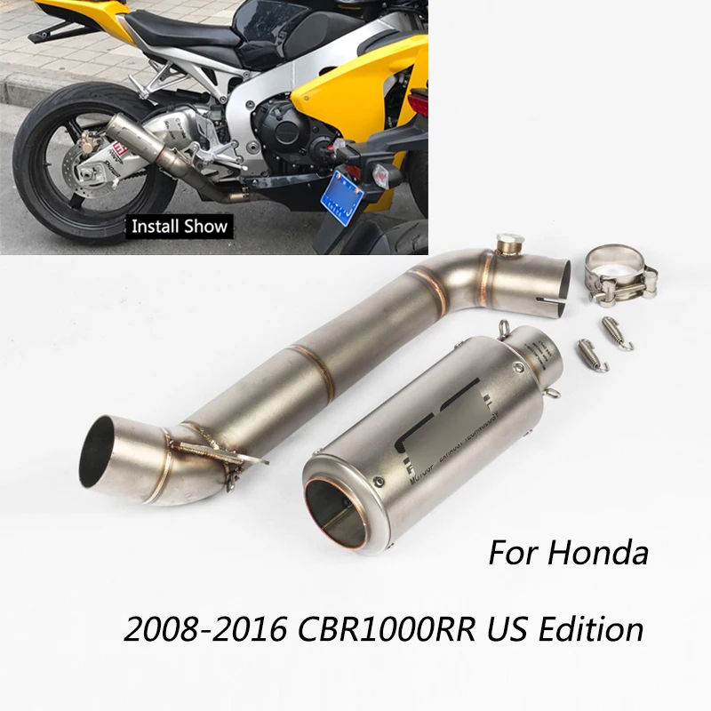 

US Edition Exhaust Pipe for 2008-2016 Honda CBR1000RR Motorcycle 60 mm Mid Slip On Exhaust Pipe No DB Killer Escape 245 mm