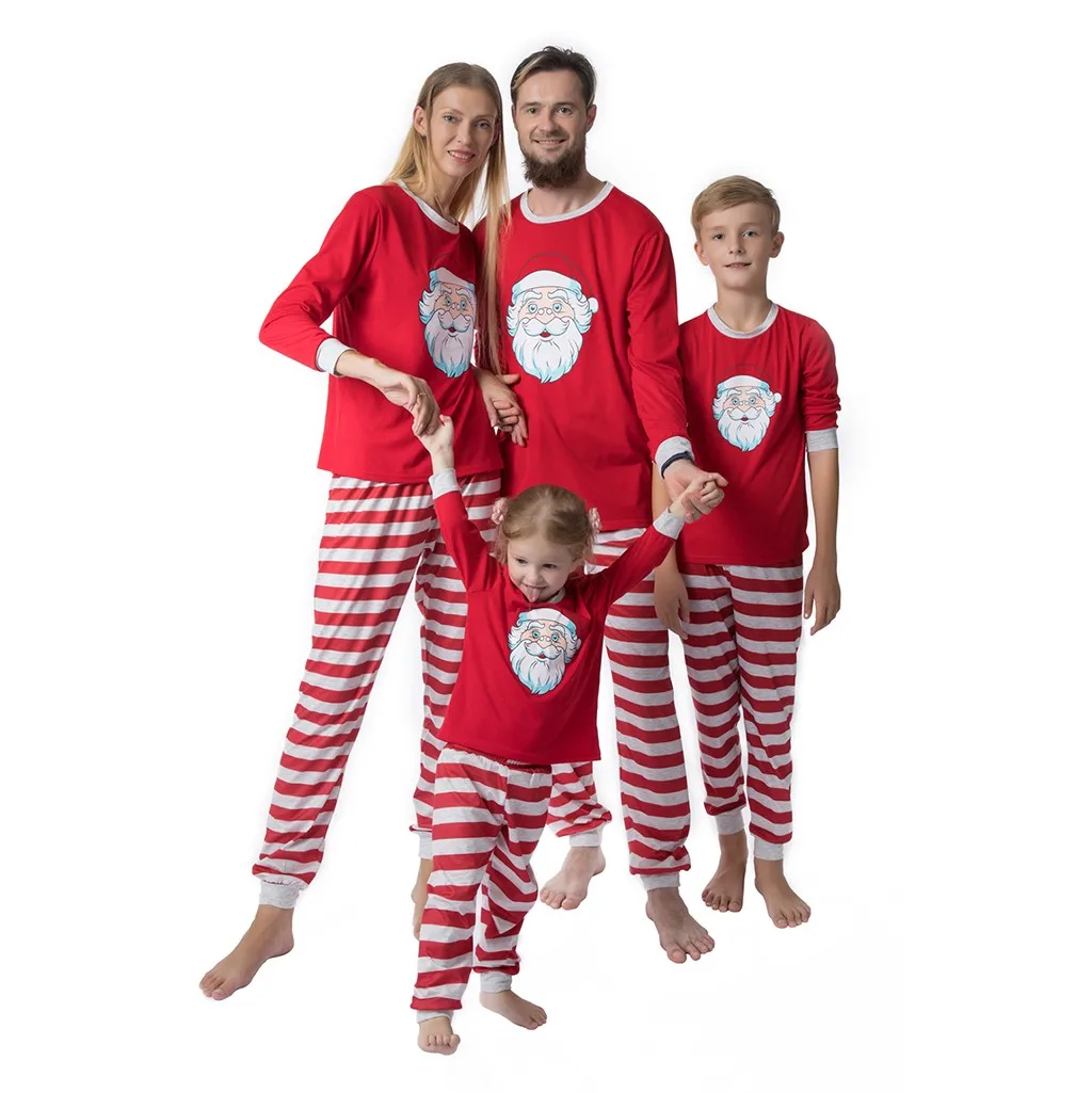 Семейный Рождественский пижамный комплект; детский топ с Санта-Клаусом+ штаны; рождественские Семейные теплые рождественские одинаковые комплекты для семьи