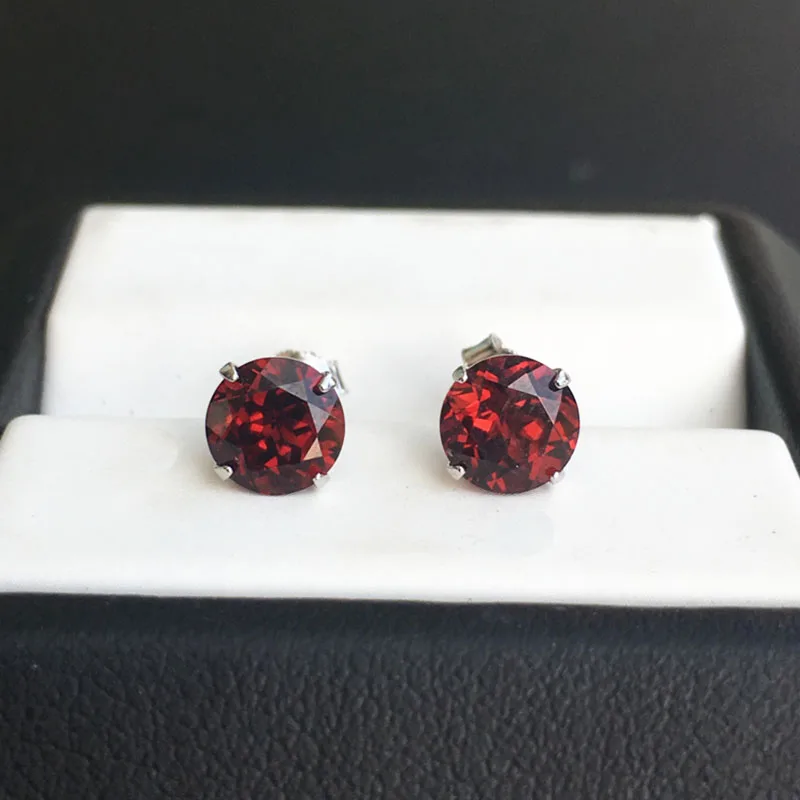 

CSJ natural Chrome Diopside/Red garnet/topaz Stud Sterling 925 Silver Earring Fine Jewelry Women Wedding Engagment Party gift