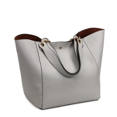 Роскошная брендовая винтажная Сумка-тоут большого размера из искусственной кожи, Женская Повседневная вместительная сумка через плечо для девушек, Ретро стиль, дорожная сумка, 12 цветов - Цвет: Серый