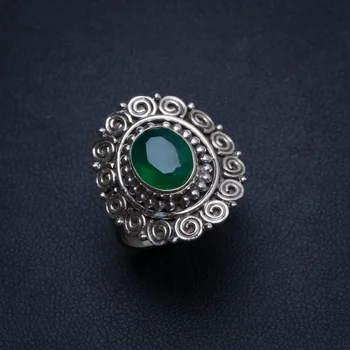 

Natural Chrysoprase Handmade Mexican 925 Sterling Silver Ring, US size 8 T6141