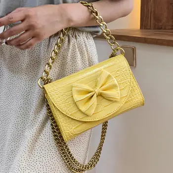 

Stone pattern Square Crossbody bag 2020 Fashion New Quality PU Leather Women's Designer Handbag Bow Chain Shoulder Messenger Bag