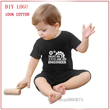 

2020 summer baby boys romper short sleeve Trust me I am an Engineer white rompers newborn baby clothes pajamas for new baby