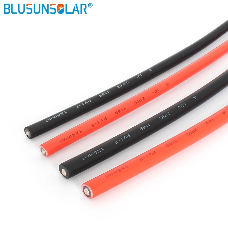 BULSUNSOLAR10m/рулон солнечного кабеля провода 1500 В 4 мм 2/ 6 мм2 (12/10AWG) PV красный и черный
