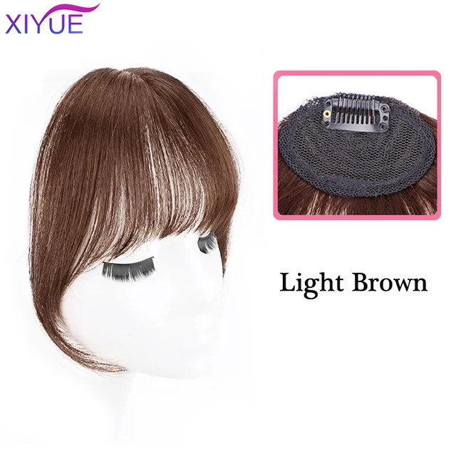 Black/Light Brown Clip In Hair Bangs Hairpiece Accessories Synthetic Fake Bangs Clip In Hair Extensions Clip In Hair Pieces JZFS-2-30