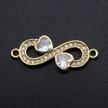

5pcs/lot 11x24mm CZ Zircon DIY Jewelry Infinity Heart Charm Connectors Wholesale Bulk Order Discounts Jewellery Connector