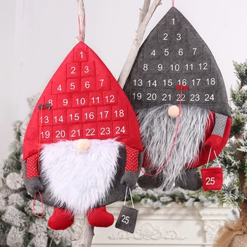 

Christmas Faceless Santa Advent Calendar Home Hanging Pendants Gift New Year Calendar Advent Countdown Doll Party Wall Decor
