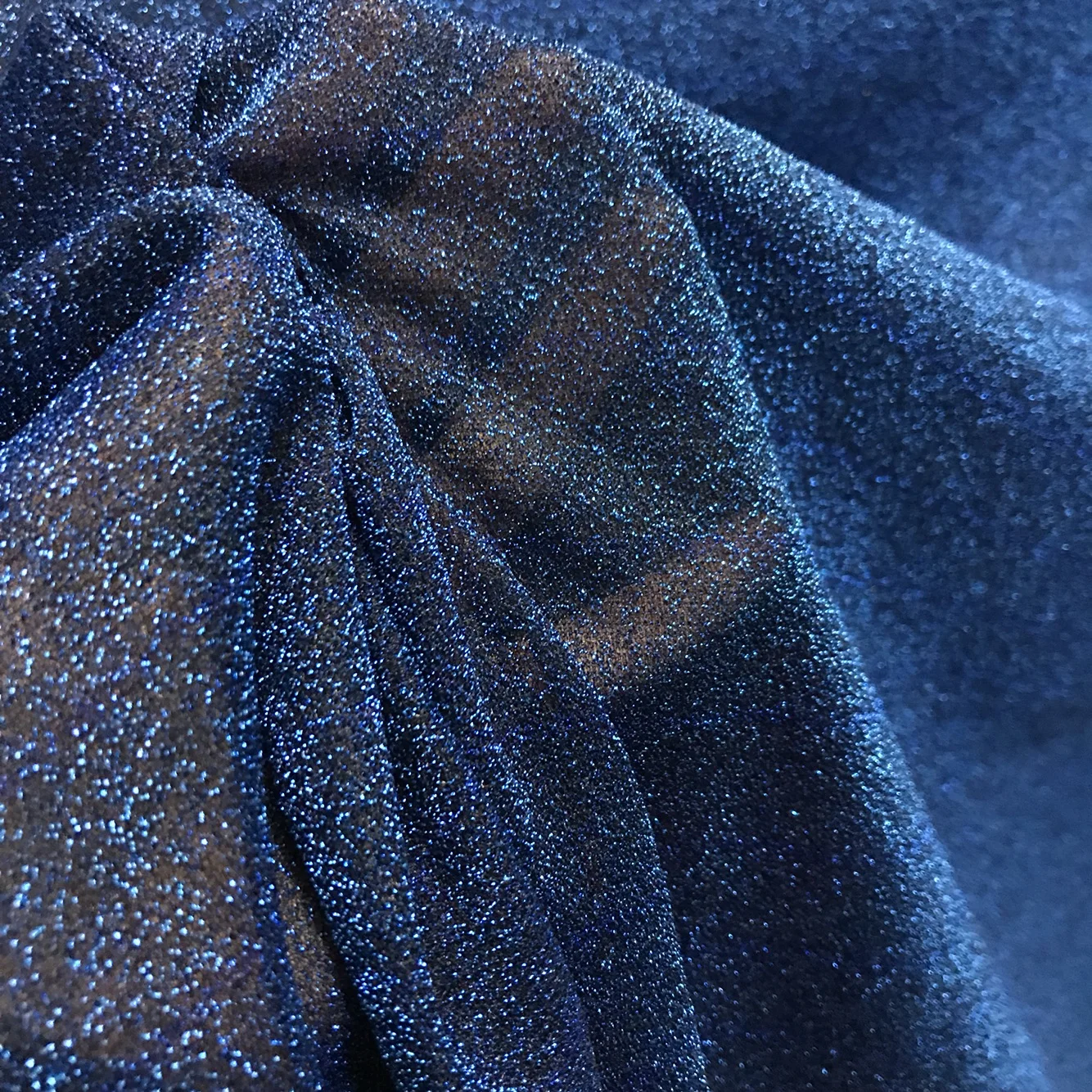 Lace218 Soft Shining Dark Blue Metallic Fabric Stretch Double Mesh Gauze Material Fashion Stage Dress Designer Fabrics | Дом и сад