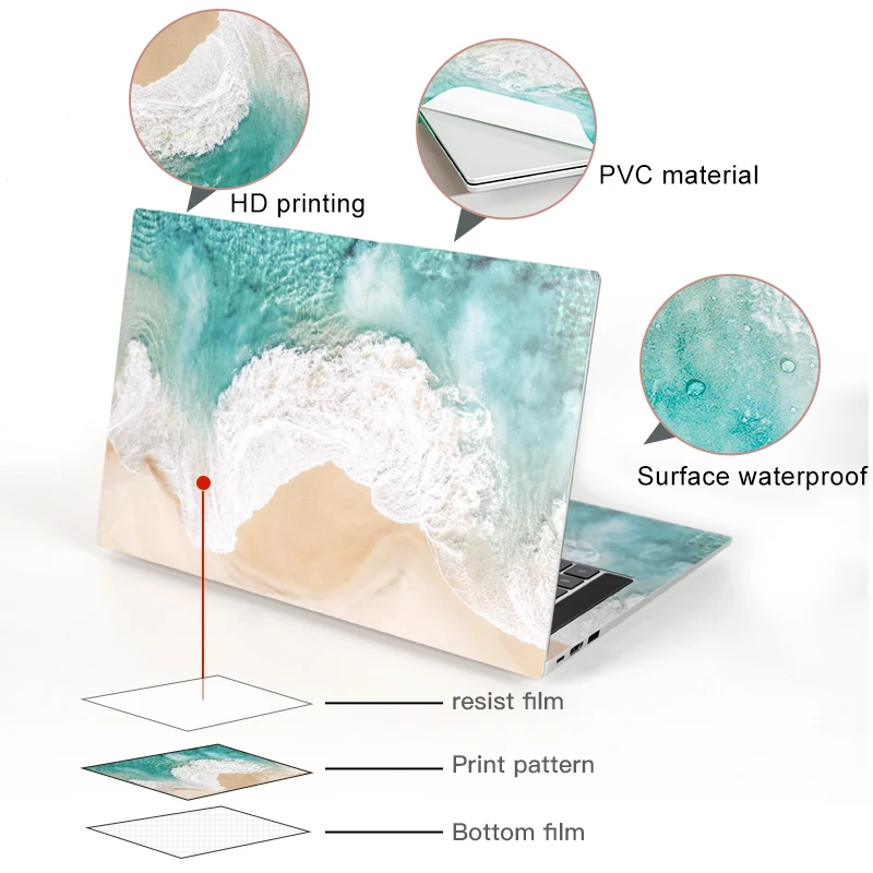 Sea wave/marble Laptop Skin Laptop Sticker Decal 12 13 14 15.6 17 Inch for Lenovo/dell/HP/ASUS/xiaomi AIR 13.3/Macbook