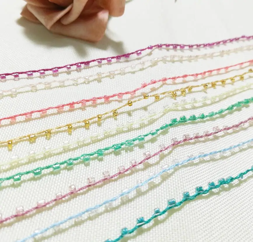 1M-Gold-Lace-Beaded-Trim-Blue-Green-Sequin-Green-Orange-Black-White-Crystal-Bead-Fabric-Sewing