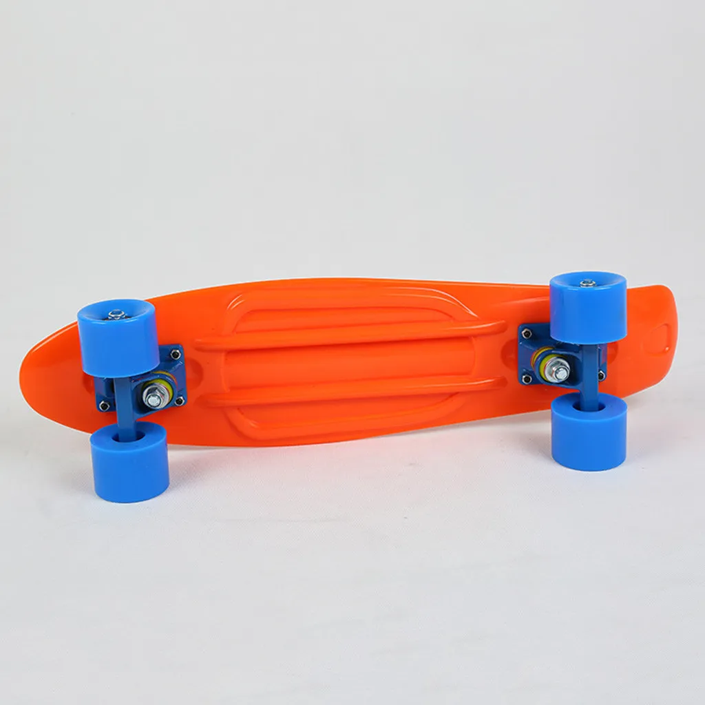 22.6x6, Blue Skateboard Complete Classic Retro Plastic Complete Skateboard for Boys Girls Kids Four Wheel Skateboarding Childrens Skateboarding 
