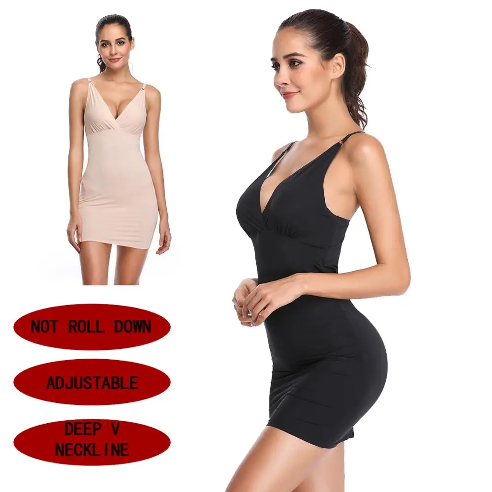 TOPMELON Women Seamless Plus Size Shapewear Slip Firm Control Under Dress Full Slips Body Shaper