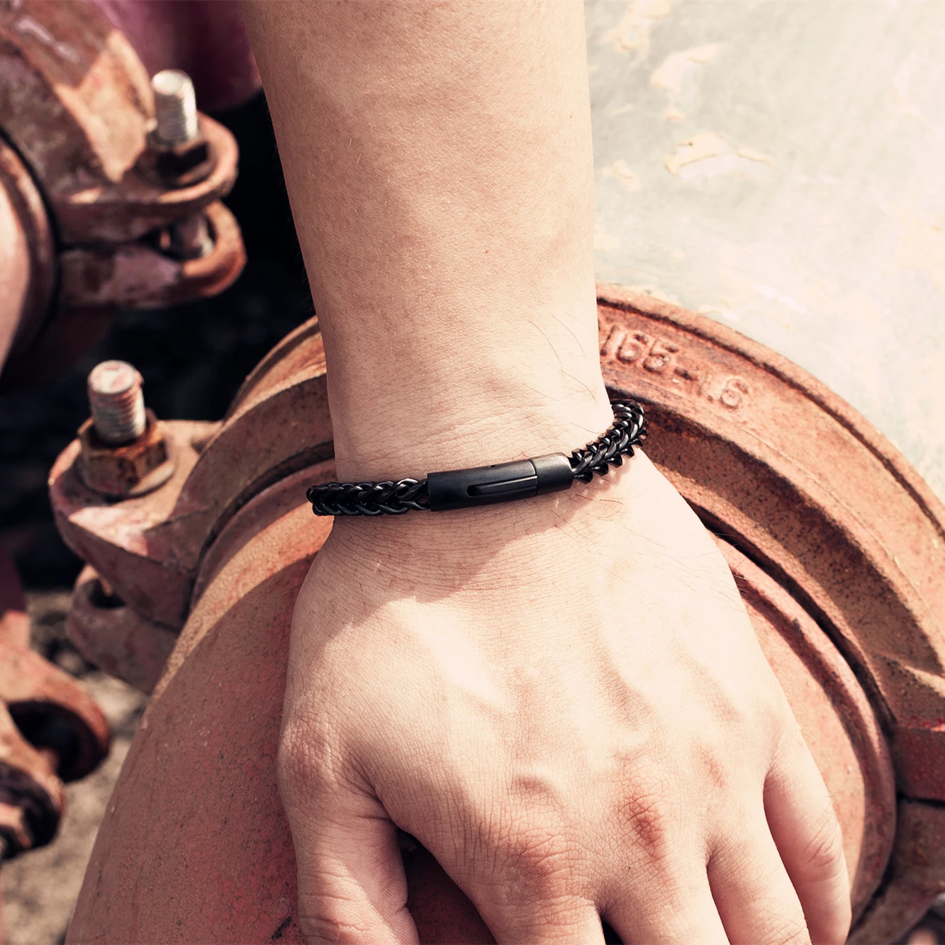 Retro Black Chain Bracelets for Men's Punk Gold Stainless Steel Curb Cuban Link Chain - Image 5